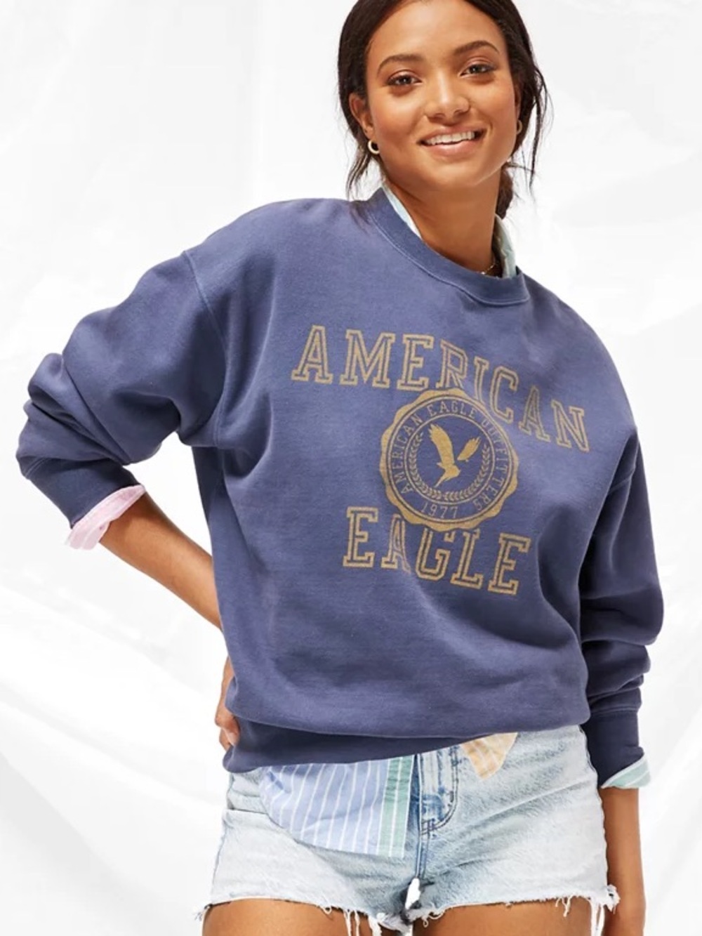 American Eagle Blue & Yellow Crewneck Size XS